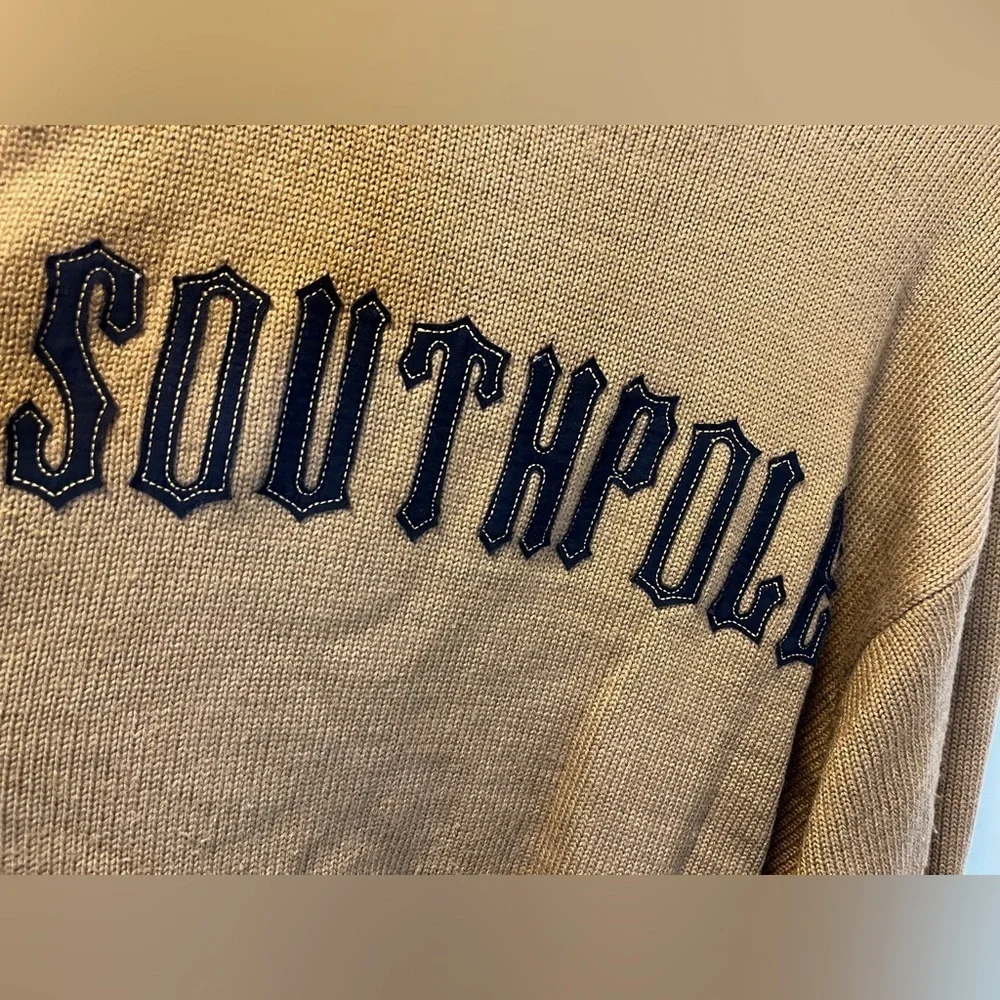 Y2K Southpole Big Logo Tan Brown Streetwear Crewneck Sweater Size XL